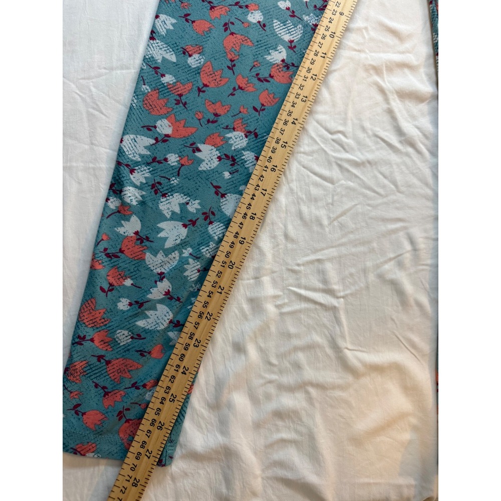 LuLaRoe Leggings Bundle Tall & Curvy TC Floral Geometric Blue Teal 2 Pack - Picture 14 of 14